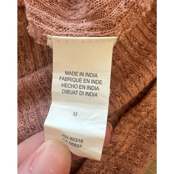 Lucky Brand Blouse Size M Pink Henley V-Neck Pleated Lace Romantic Boho Peasant - Picture 7 of 12